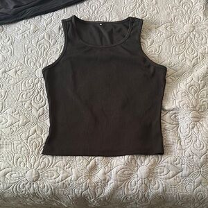 Elegant Black Ribbed Tank Top